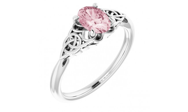 14K White Morganite Celtic-Inspired Ring - 71978600P