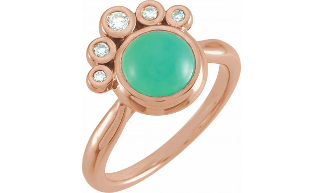 14K Rose Chrysoprase & 1/8 CTW Diamond Ring - 72052617P