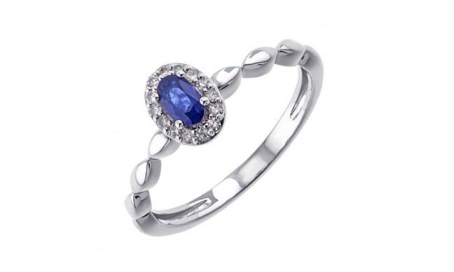 Gems One 10Kt White Gold Diamond (1/12Ctw) & Sapphire (1/3 Ctw) Ring - RG87014-1WDS