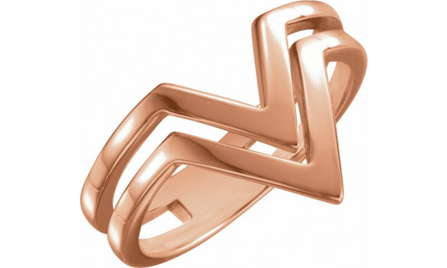 14K Rose Double Row V Ring - 51547103P