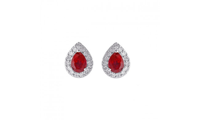 Gems One 10Kt White Gold Diamond (1/8Ctw) & Ruby (3/8 Ctw) Earring - ER31976-1WDR