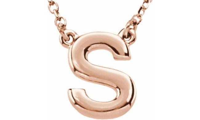 14K Rose Block Initial S 16 Necklace - 8463460018P