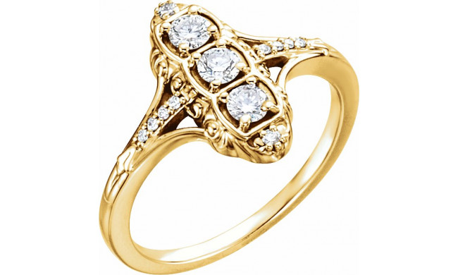 14K Yellow 1/3 CTW Diamond 3-Stone Ring - 122215104P