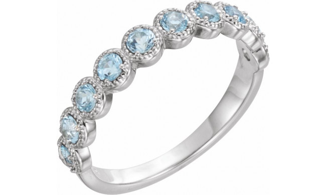 14K White Aquamarine Beaded Ring - 71896600P