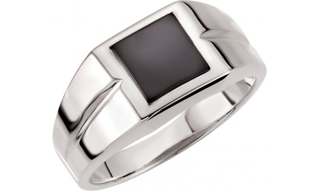 14K White 10 mm Square Onyx Ring - 60689101P