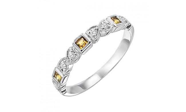 Gems One 10Kt White Gold Diamond (1/10Ctw) & Citrine (1/6 Ctw) Ring - FR1210-1WD