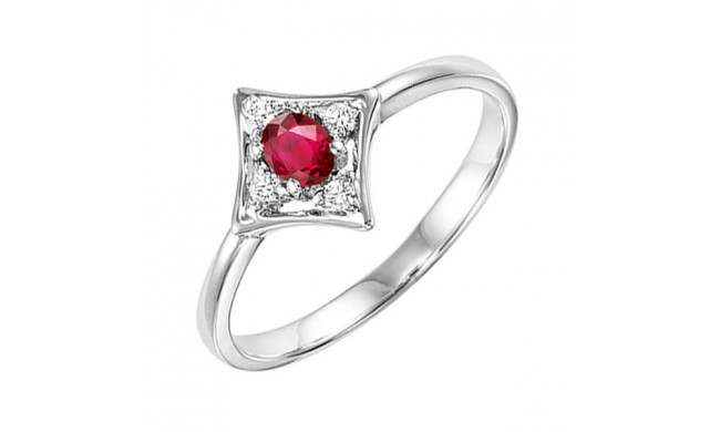 Gems One 14Kt White Gold Diamond (1/20Ctw) & Ruby (1/6 Ctw) Ring - FR4031-4WCR