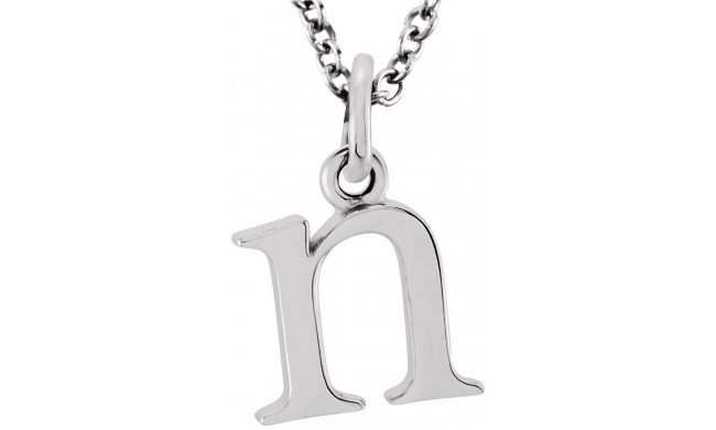 14K White Lowercase Initial n 16 Necklace - 8578070040P