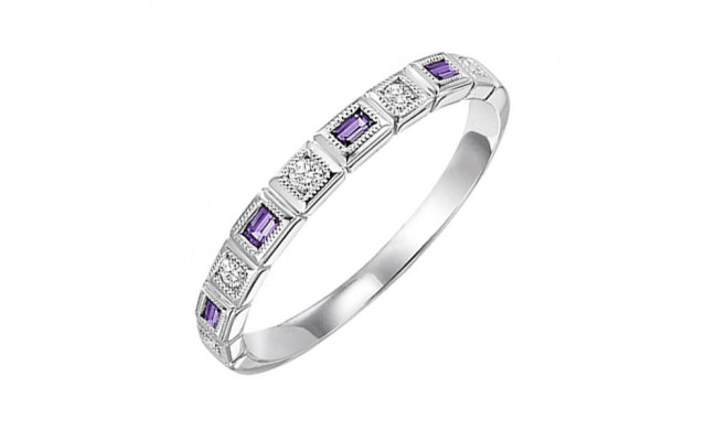 Gems One 14Kt White Gold Diamond (1/12Ctw) & Amethyst (1/8 Ctw) Ring - FR1226-4WD