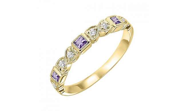 Gems One 14Kt Yellow Gold Diamond (1/12Ctw) & Amethyst (1/6 Ctw) Ring - FR1232-4YD