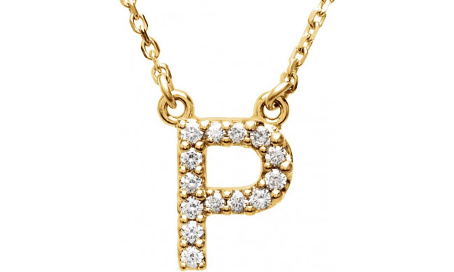 14K Yellow Initial P 1/6 CTW Diamond 16 Necklace - 67311141P
