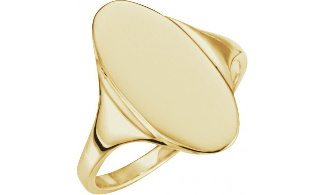 14K Yellow 16.4x8.5 mm Oval Signet Ring - 52036399P