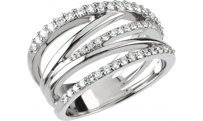 14K White 1/2 CTW Diamond Criss Cross Ring - 67406121556P