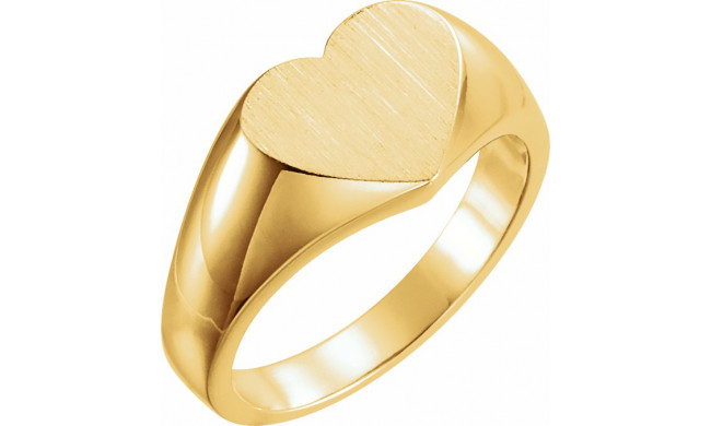 14K Yellow 11x10 mm Heart Signet Ring - 562371874P