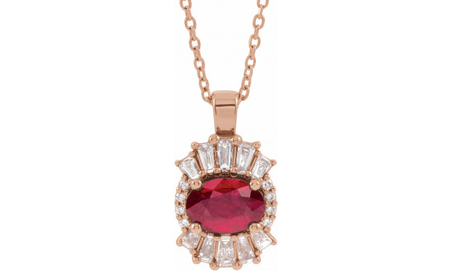 14K Rose Ruby & 1/3 CTW Diamond 16-18 Necklace - 869706132P