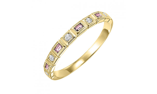 Gems One 14Kt Yellow Gold Diamond (1/12Ctw) & Pink Tourmaline (1/8 Ctw) Ring - FR1223-4YD