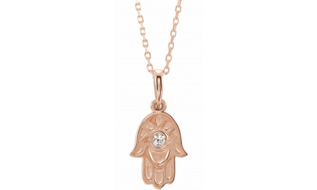 14K Rose .03 CTW Diamond Hamsa 16-18 Necklace - 86623607P