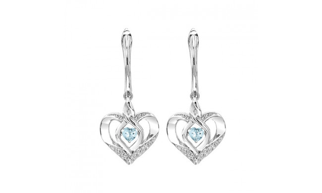Gems One Silver Diamond (1/50 Ctw) & Created-Aquamarine (1/4 Ctw) Earring - ROL2165A