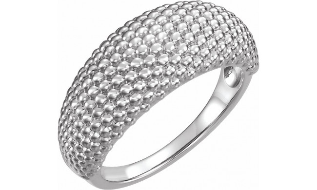 14K White Beaded Dome Ring - 51679101P