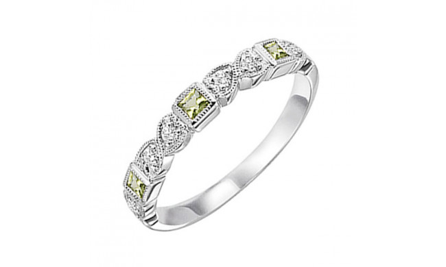 Gems One 10Kt White Gold Diamond (1/12Ctw) & Peridot (1/6 Ctw) Ring - FR1209-1WD