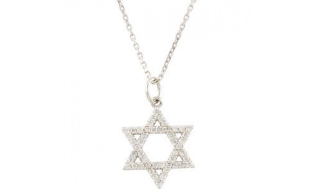 14K White 1/5 CTW Diamond Star of David Necklace - R45253D102P