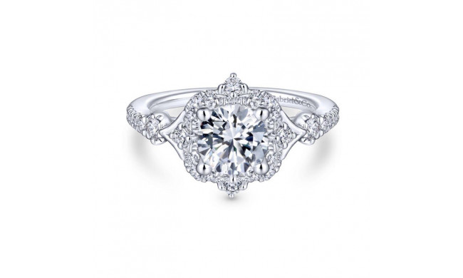 Gabriel & Co. 14k White Gold Art Deco Halo Engagement Ring - ER14411R4W44JJ