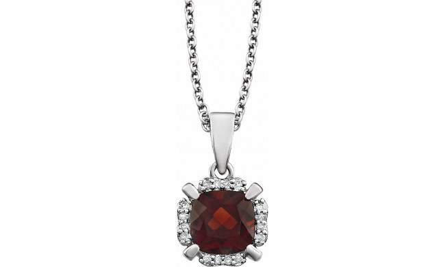 14K White Mozambique Garnet & .05 CTW Diamond 18 Necklace - 65195360001P