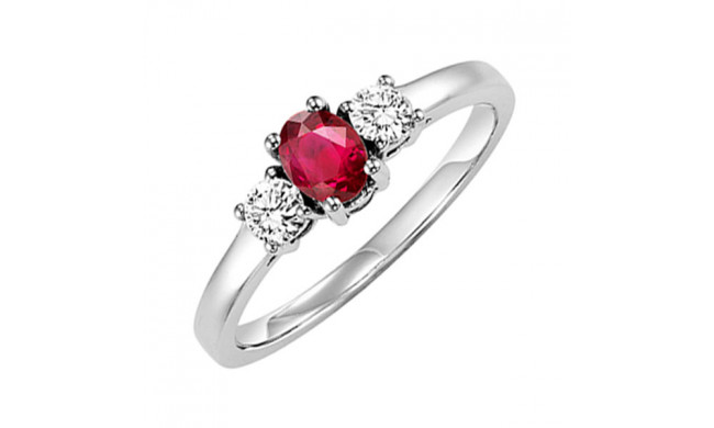 Gems One 14Kt White Gold Diamond (1/4Ctw) & Ruby (1/2 Ctw) Ring - HDR1025-4WCR