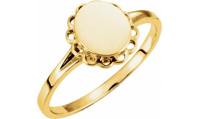 14K Yellow 8x6.7 mm Oval Signet Ring - 51926368P