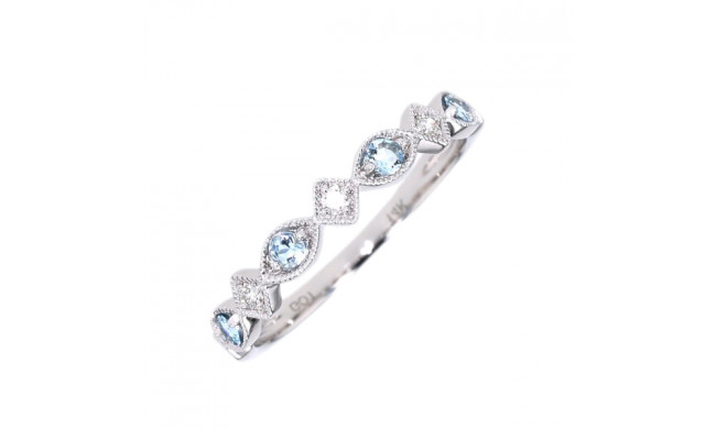 Gems One 14Kt White Gold Diamond (1/20Ctw) & Aquamarine (1/6 Ctw) Ring - FR1272-4WD