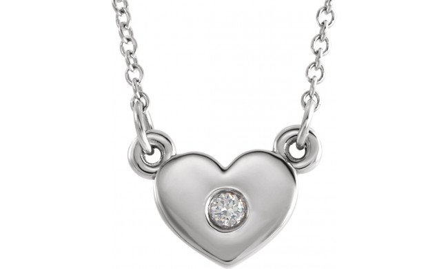 14K White .03 CTW Diamond Heart 16 Necklace - 86335600P