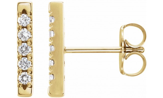 14K Yellow 1/8 CTW Diamond French-Set Bar Earrings - 87066601P