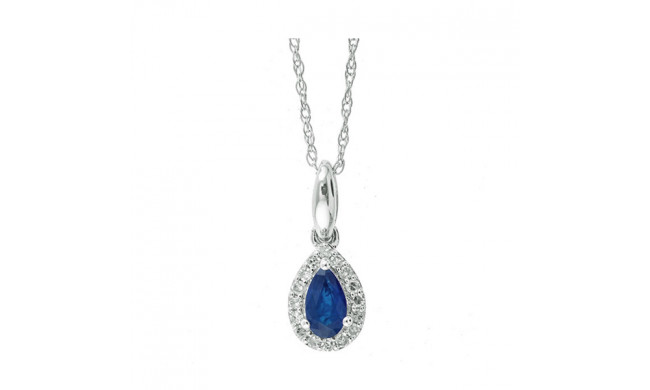 Gems One 10Kt White Gold Diamond (1/20Ctw) & Sapphire (1/5 Ctw) Pendant - PD35152-1WDS