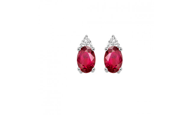 Gems One 10Kt White Gold Diamond (1/20Ctw) & Ruby (1/2 Ctw) Earring - FE4025-1WDR