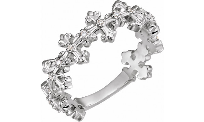 14K White .06 CTW Diamond Cross Ring - 123209600P