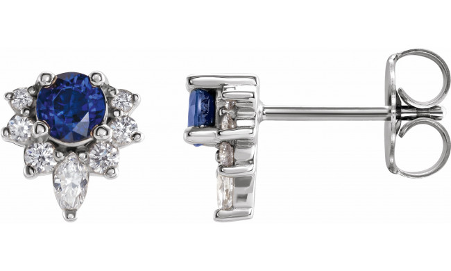 Platinum Blue Sapphire & 1/6 CTW Diamond Earrings - 869506064P