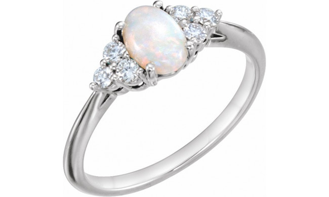 14K White Opal & 1/5 CTW Diamond Ring - 71812600P