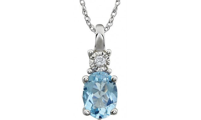 14K White Sky Blue Topaz & .02 CTW Diamond 18 Necklace - 651534101P