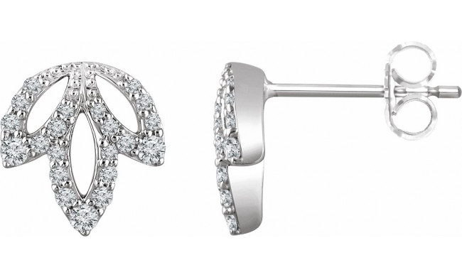 14K White 1/4 CTW Diamond Leaf Earrings - 65277160001P