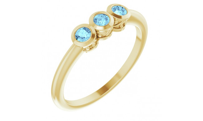 14K Yellow Aquamarine Three-Stone Bezel-Set Ring - 71996614P