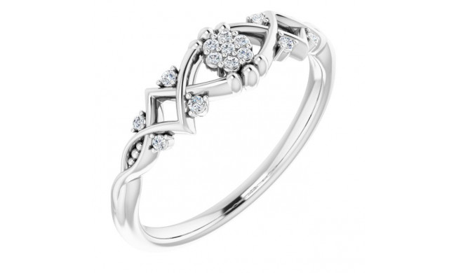 14K White .06 CTW Diamond Vintage-Inspired Ring - 124068600P