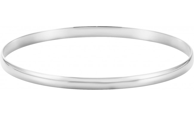 14K White 4 mm Half Round Bangle 7 1/2 Bracelet - BRC111654P