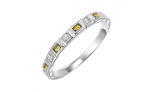 Gems One 14Kt White Gold Diamond (1/10Ctw) & Citrine (1/8 Ctw) Ring - FR1228-4WD