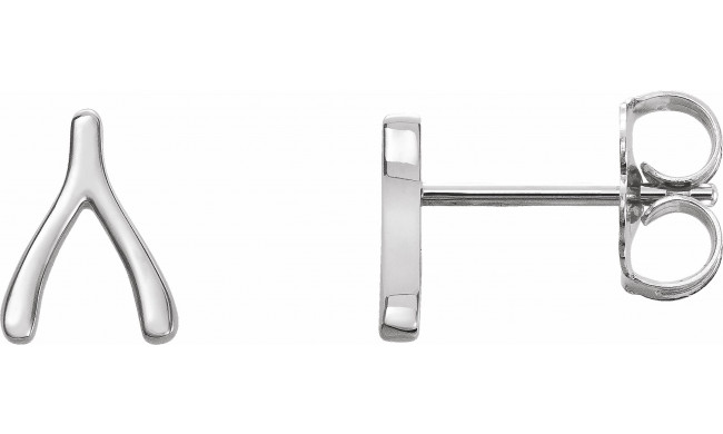 14K White Wishbone Earrings - 86438600P