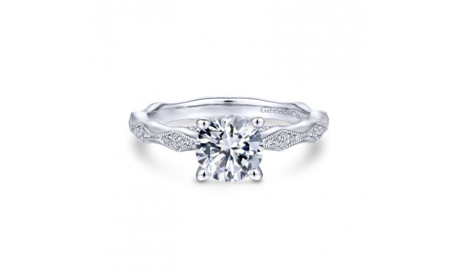 Gabriel & Co. 14k White Gold Victorian Straight Engagement Ring - ER14427R4W44JJ