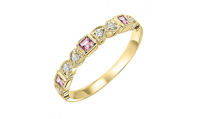 Gems One 10Kt Yellow Gold Diamond (1/10Ctw) & Pink Tourmaline (1/6 Ctw) Ring - FR1205-1YD