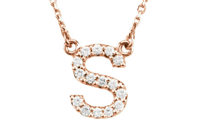 14K Rose Initial S 1/8 CTW Diamond 16 Necklace - 67311170P