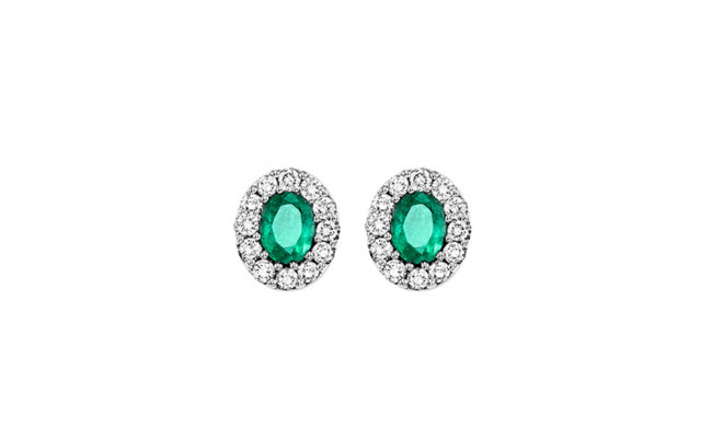 Gems One 14Kt White Gold Diamond (1/5Ctw) & Emerald (1/3 Ctw) Earring - RPT2002E-4WCE