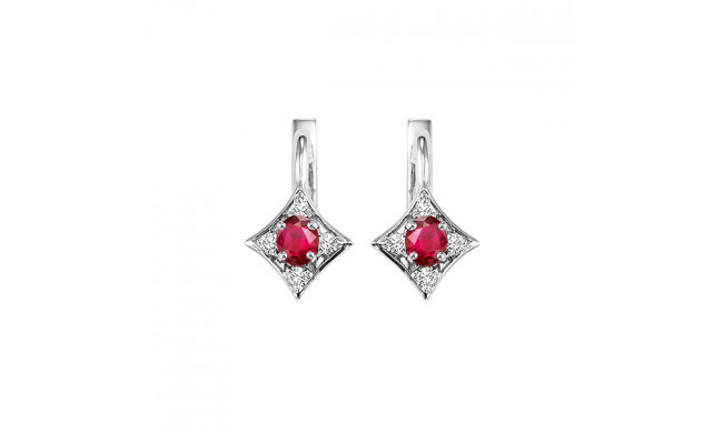 Gems One 14Kt White Gold Diamond (1/12Ctw) & Ruby (1/3 Ctw) Earring - FE4031-4WCR