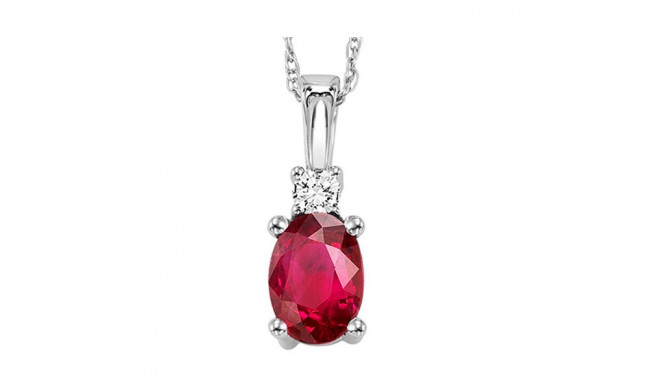 Gems One 14Kt White Gold Diamond (1/20Ctw) & Ruby (5/8 Ctw) Pendant - NP706-4WCR